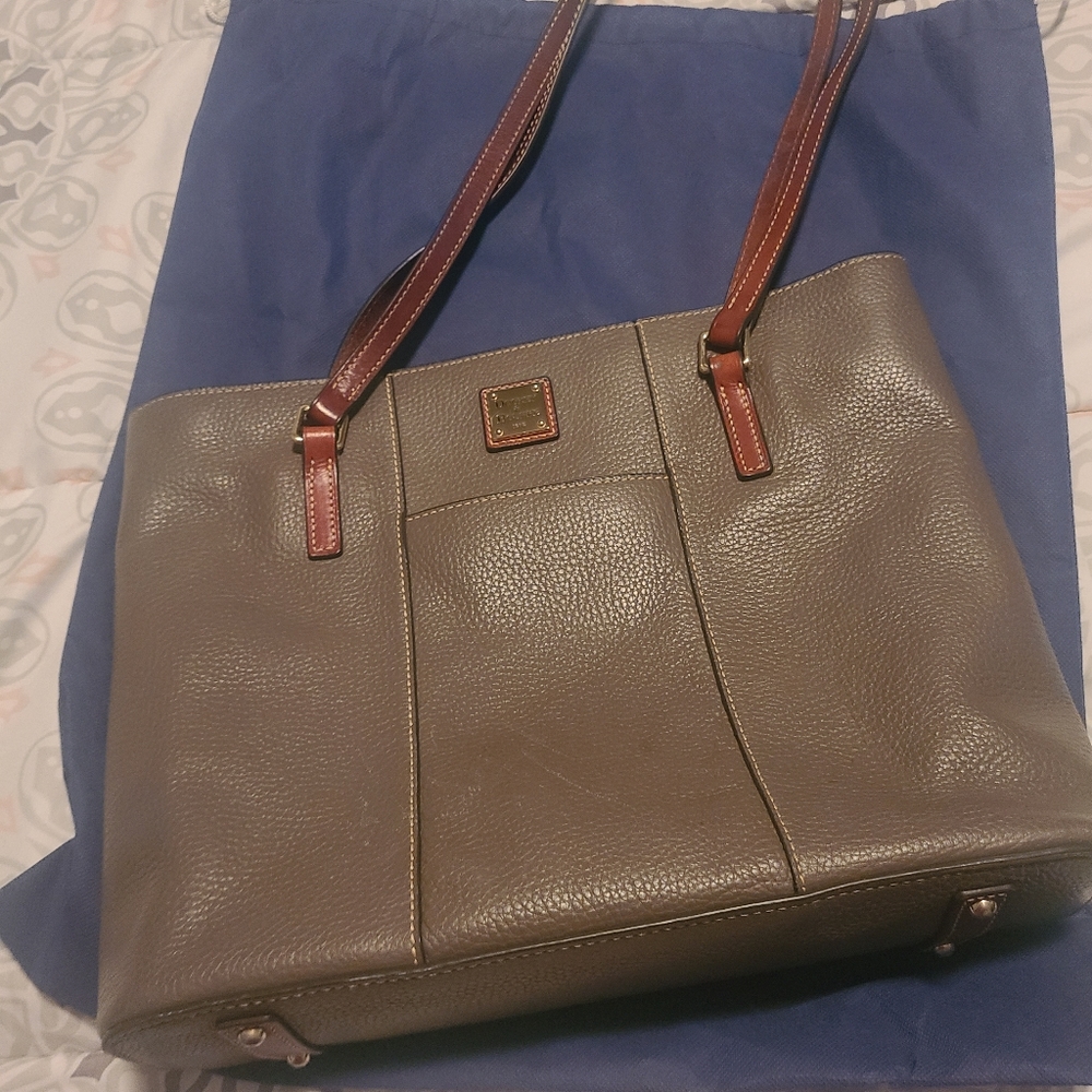 Grey and brown dooney and bourke purse